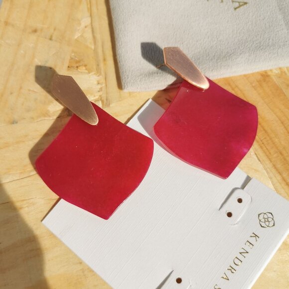 NEW Kendra Scott Astoria Purple Agate Earrings Rose Gold - Picture 3 of 4